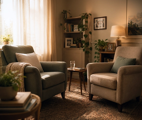 A comfortable home setting.